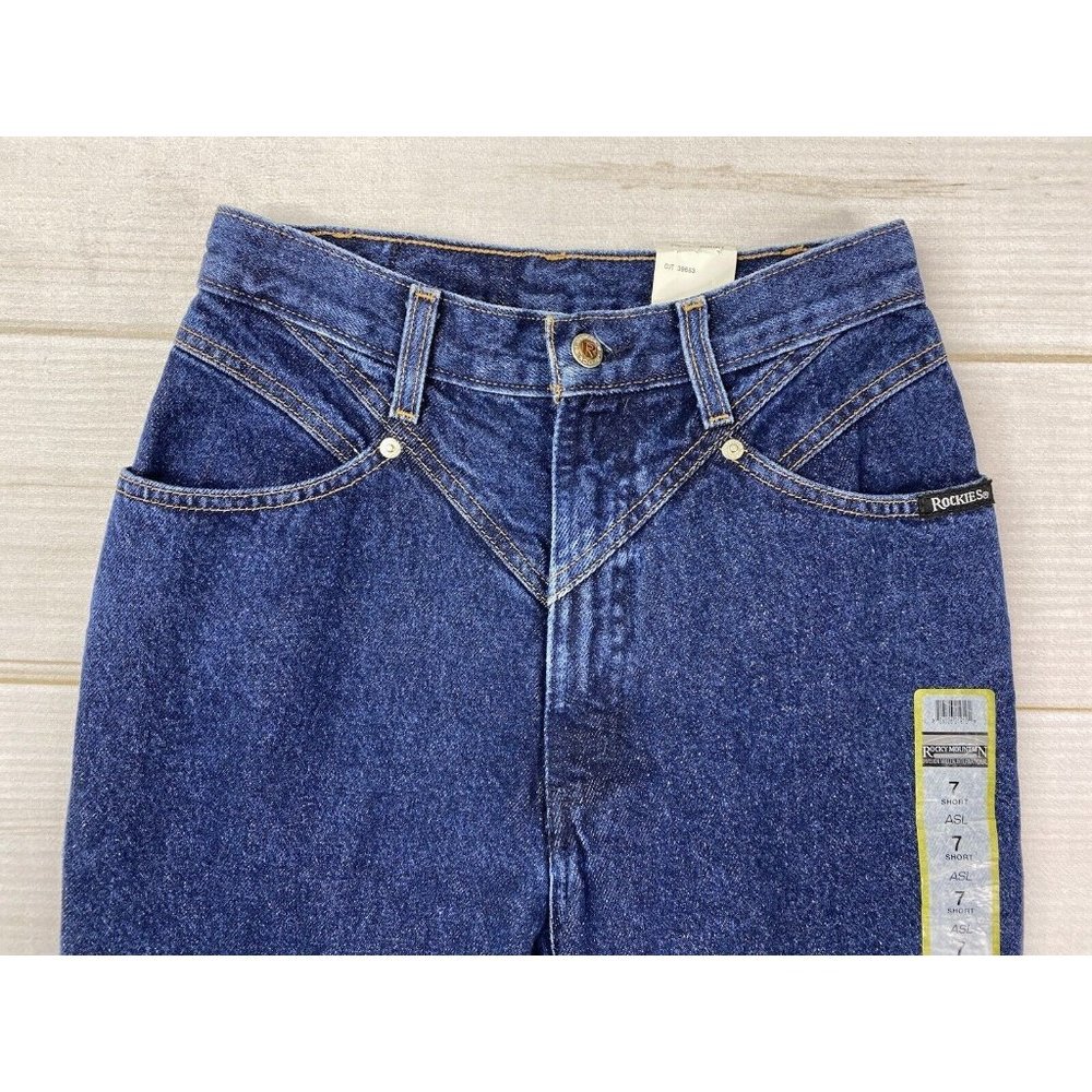 Vtg Rockies Jeans 7 Short Rocky Mountain High Rise Western Mom Bareback Dark NWT - Picture 2 of 16
